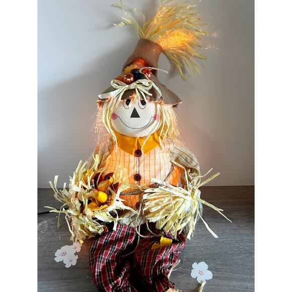 26” Vintage Frankie Fiber Optic Scarecrow Fall Thanksgiving Decor WORKING - Picture 1 of 9